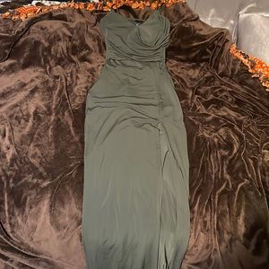 tight green maxi dress